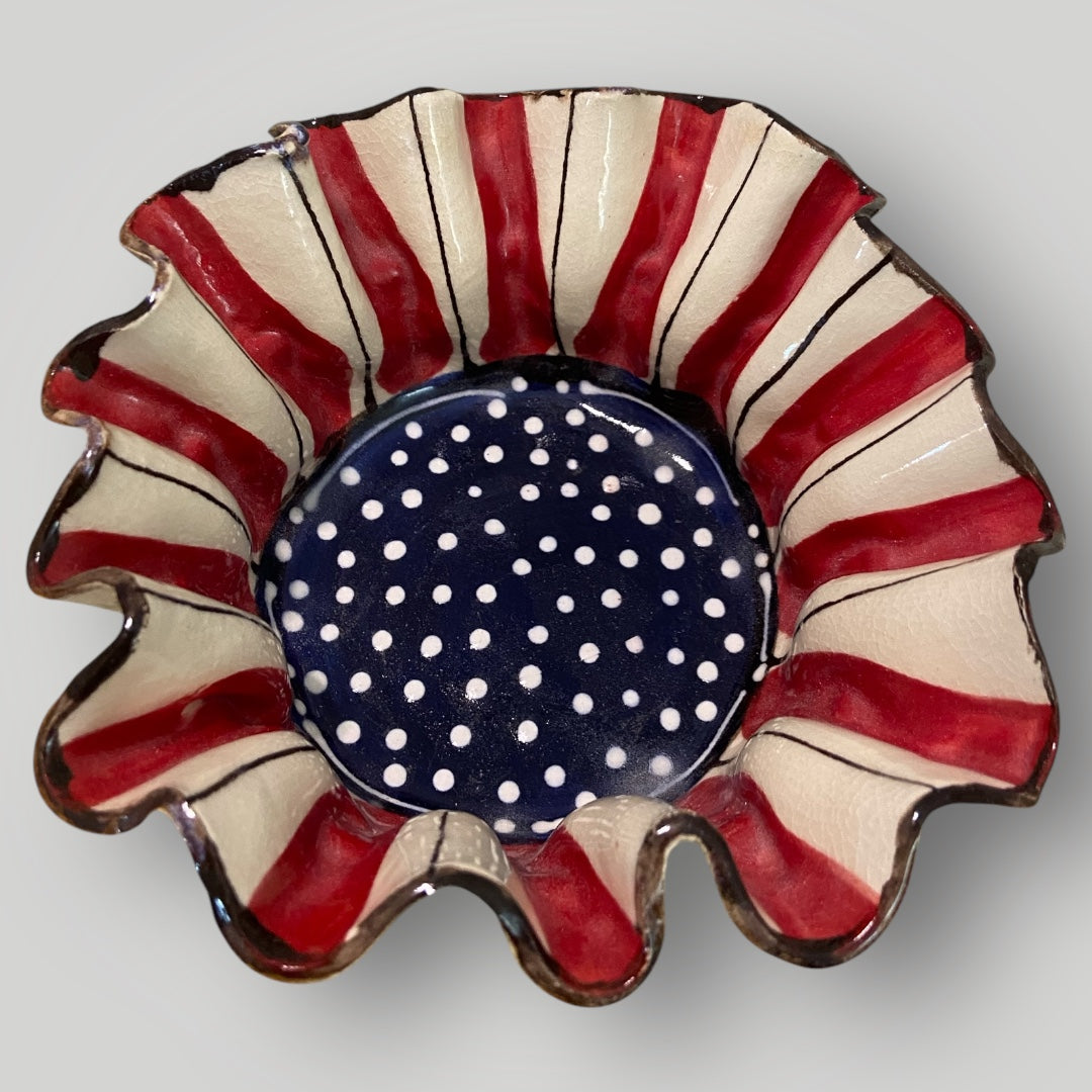 Dip Bowl - Red White & Blue - Heartfelt Traditions Pottery