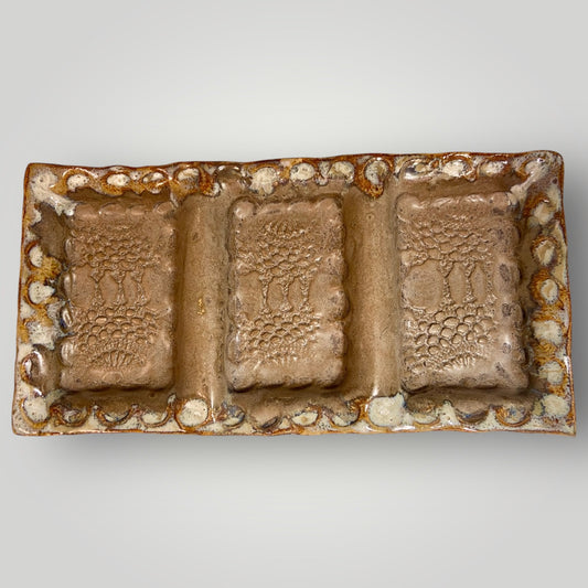 Divided Rectangular Tray - Mocha - Fingerprint Pottery