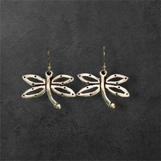 Dragonfly Earrings - Pewter - JER101