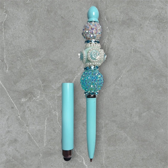 Elegant Beaded Stylus Pen - Tiffany-like Blue