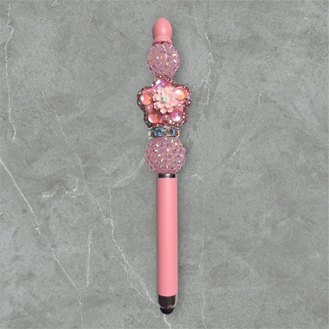 Elegant Beaded Stylus Pen - Bubblegum Pink