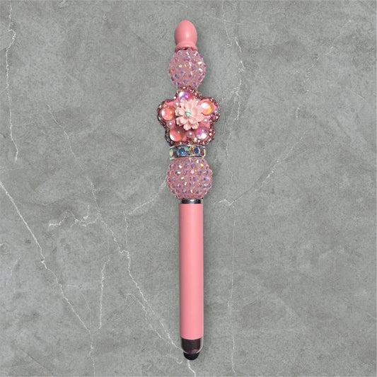 Elegant Beaded Stylus Pen - Bubblegum Pink
