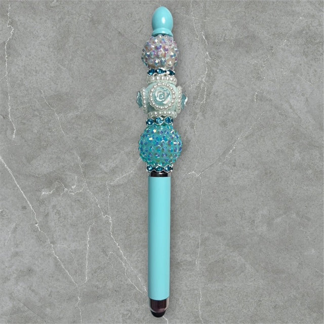 Elegant Beaded Stylus Pen - Tiffany-like Blue