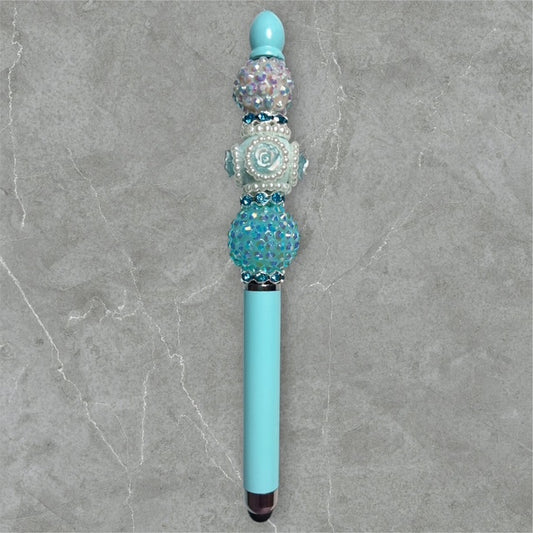Elegant Beaded Stylus Pen - Tiffany-like Blue