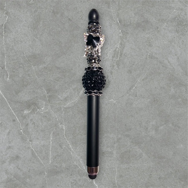 Elegant Beaded Stylus Pen - Black & Silver