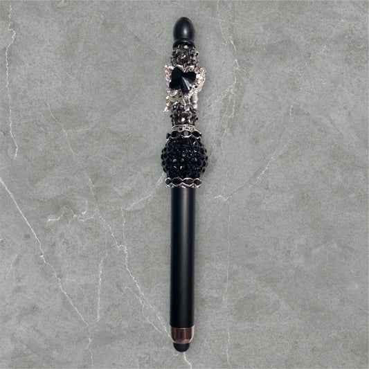 Elegant Beaded Stylus Pen - Black & Silver