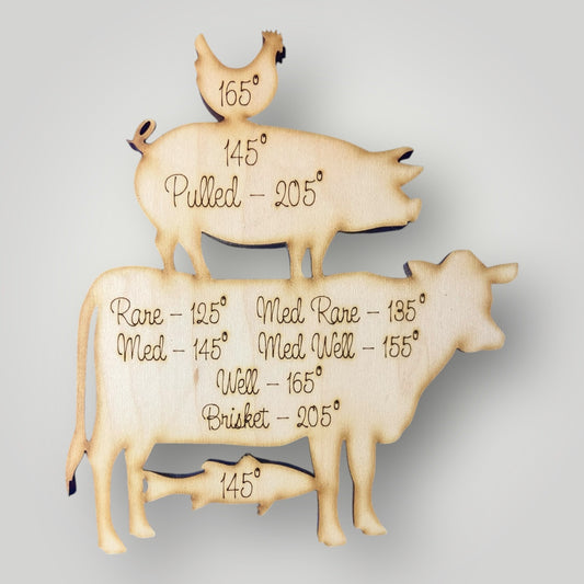 Farm - Meat/Fish/Poultry Temperature Wood Magnet