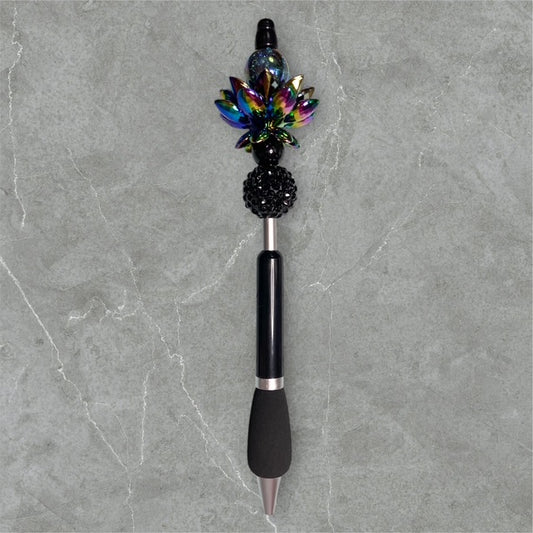 Finger Grip Beaded Pen - Black