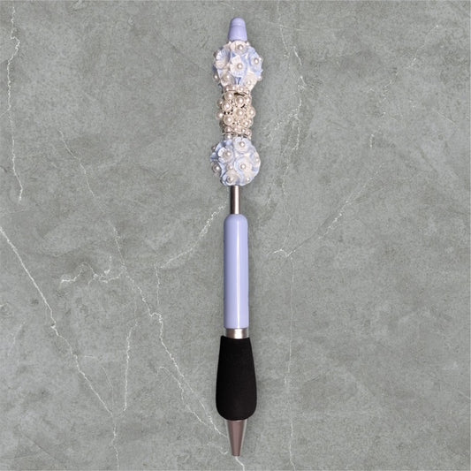 Finger Grip Beaded Pen - Lavender Blue
