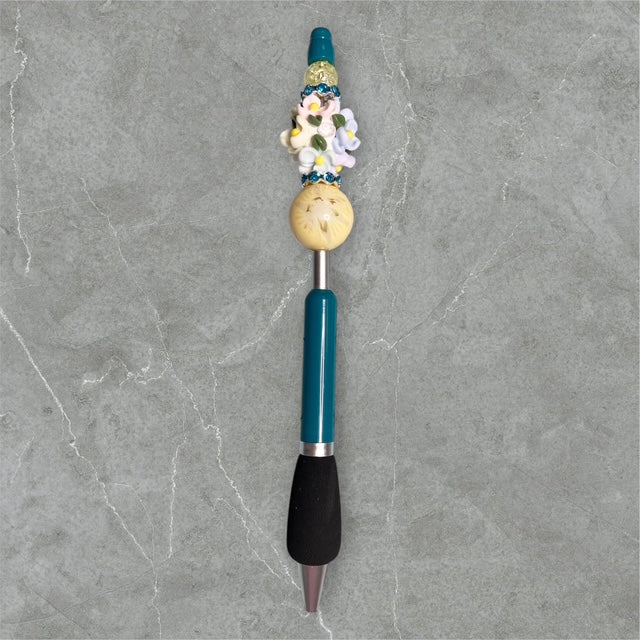 Finger Grip Beaded Pen - Teal