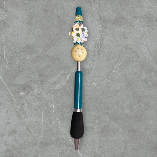 Finger Grip Beaded Pen - Teal