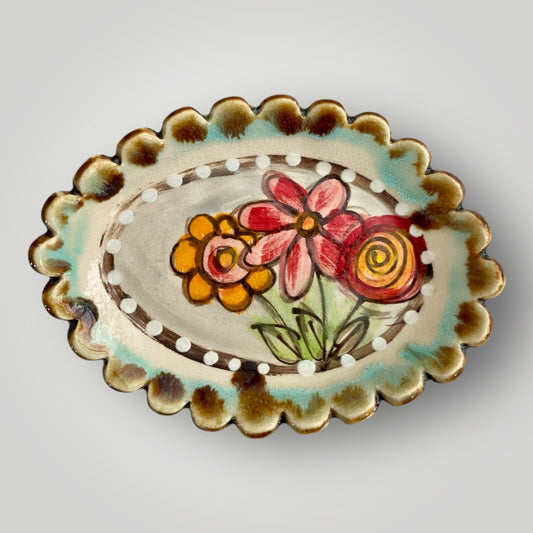 Flower Line Soap Dish - Flower Trio #2 - Heartfelt Traditions Pottery