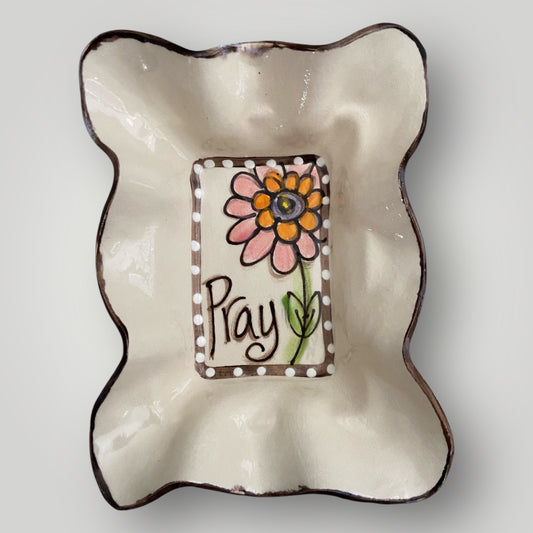 Friendship Bowl - Pray with Flower #1 - Heartfelt Traditions Pottery