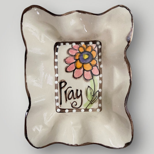Friendship Bowl - Pray with Flower #2 - Heartfelt Traditions Pottery