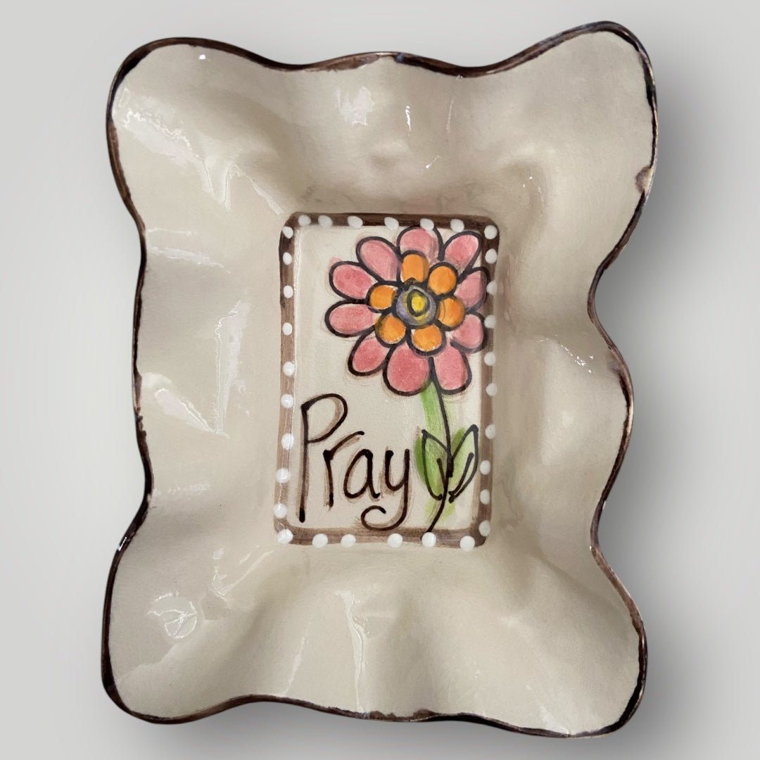 Friendship Bowl - Pray with Flower #3 - Heartfelt Traditions Pottery