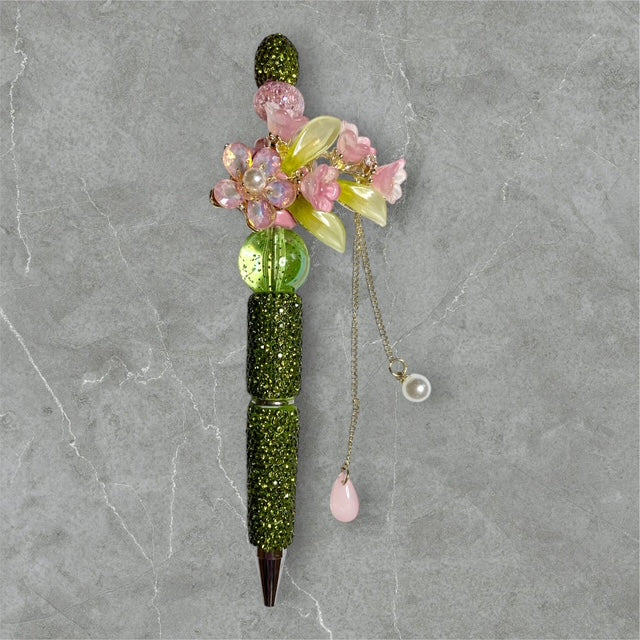 Garden Party beaded pen with pastel floral silicone beads