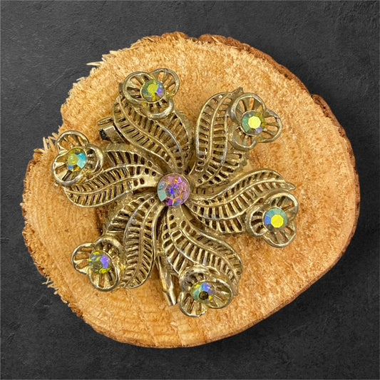 Gilded Petal Twirl - The Manor Brooch Collection