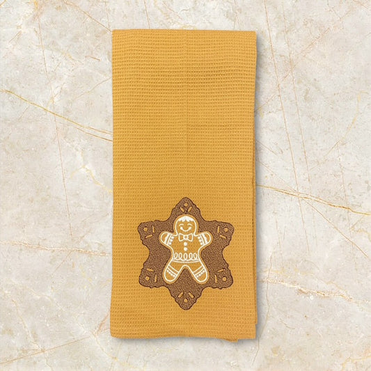 Gingerbread Smiles - Embossed/Embroidered Hand Towel