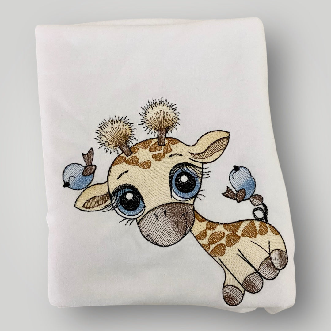 Giraffe Blue Receiving Blanket