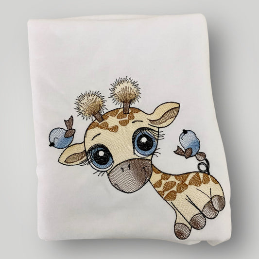 Giraffe Blue Receiving Blanket