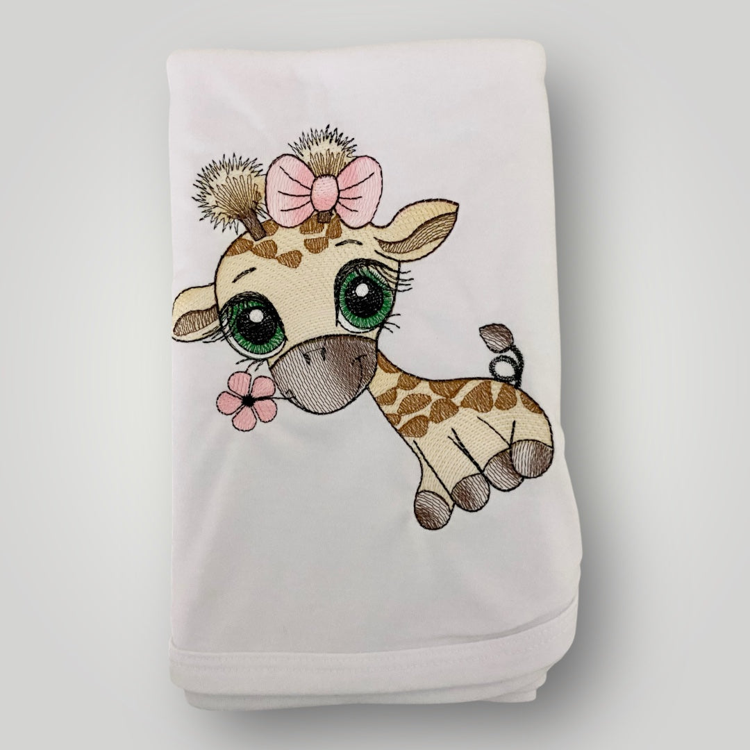 Giraffe Pink Receiving Blanket