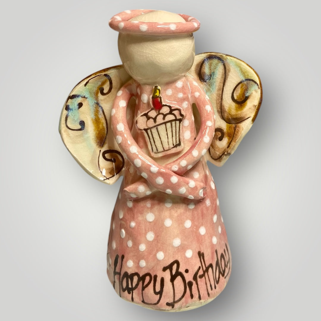 Happy Birthday Angel #1 - Figurine - Heartfelt Traditions Pottery