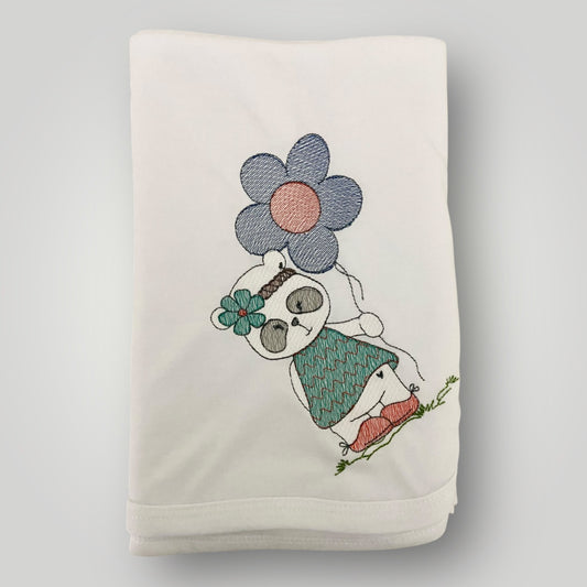Hippie Girl & Flower Receiving Blanket