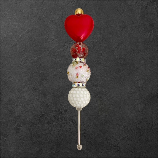 Indoor Plant Buddy Lady Valentine with red and pink heart?themed beads