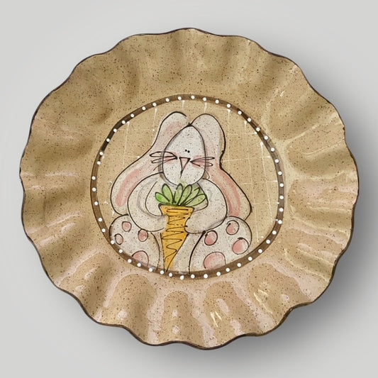Large Round Bowl - Bunny Holding Carrot - Heartfelt Traditions Pottery