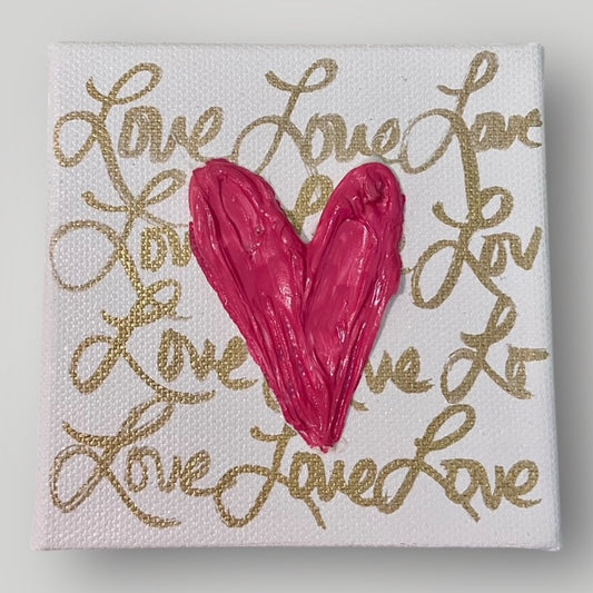 Love with Hot Pink Heart - Gospel Art Canvas