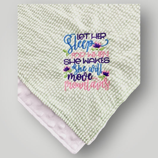 She Will Move Mountains Minky Blanket - Green