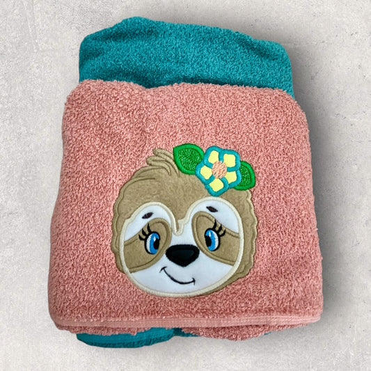 Miss Slothie Snuggles Hooded Towel
