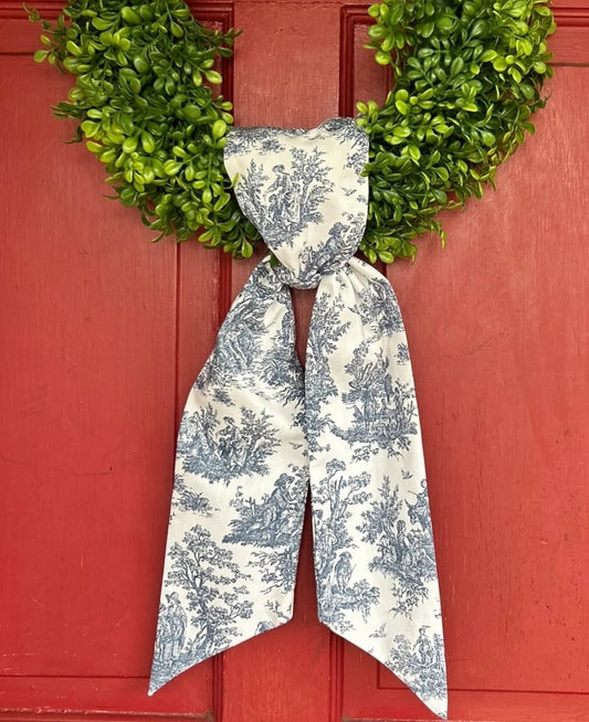 Bleu Elegance- Toile Wreath Sash