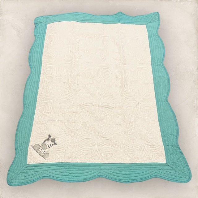 Patched Zebra Heirloom Quilt Set in Teal - (2 pcs)