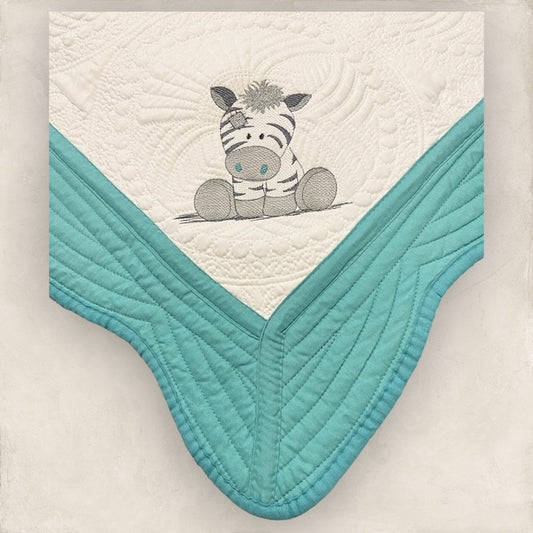 Patched Zebra Heirloom Quilt Set in Teal - (2 pcs)