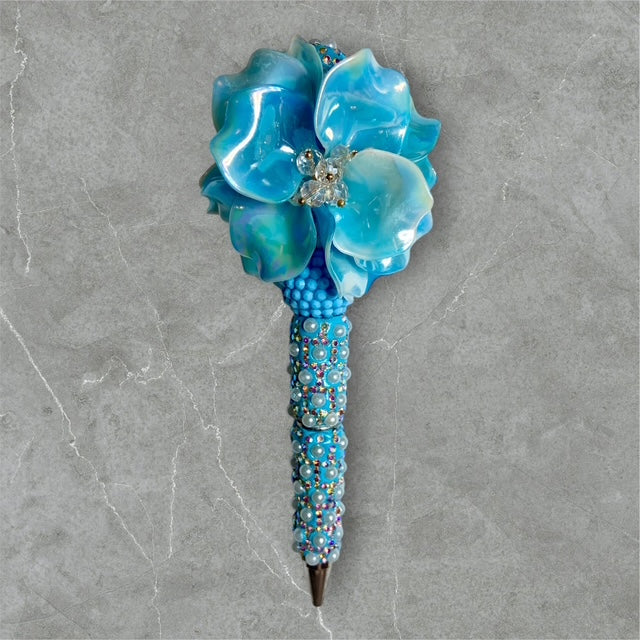 Petals & Pearls beaded pen with pearl?tone beads and floral accents
