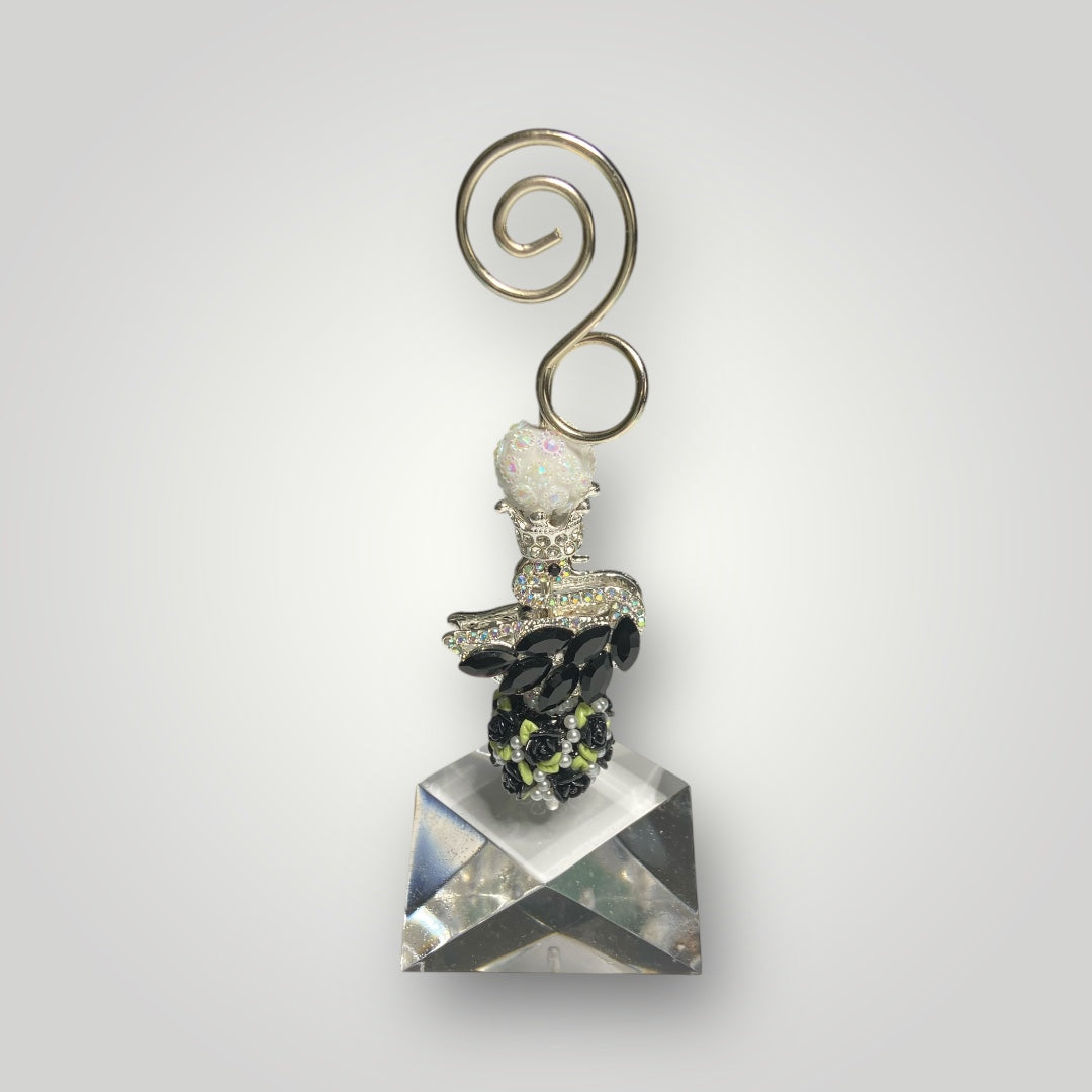 Photo-Memo Holder - Beaded - Crowned Swan