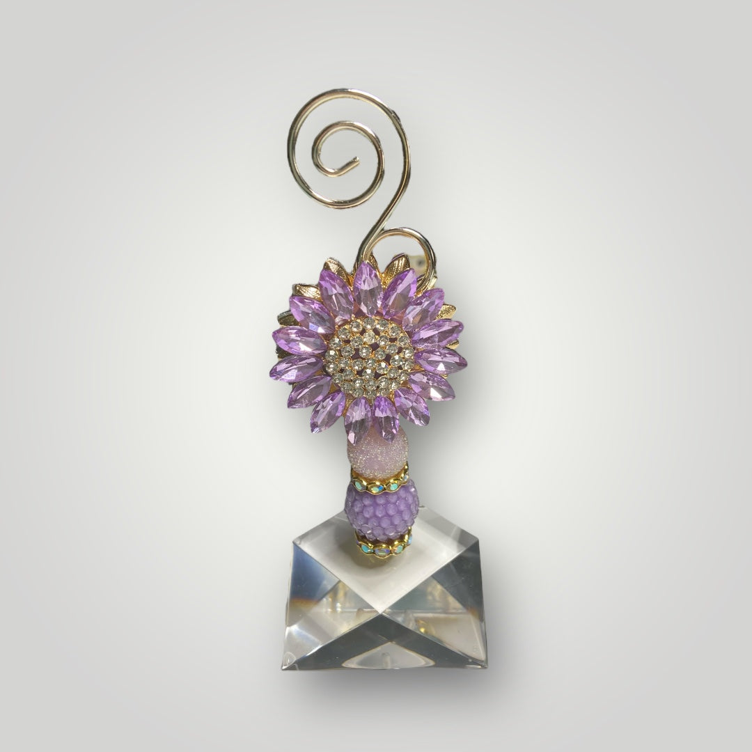 Photo-Memo Holder - Beaded - Purple Flower