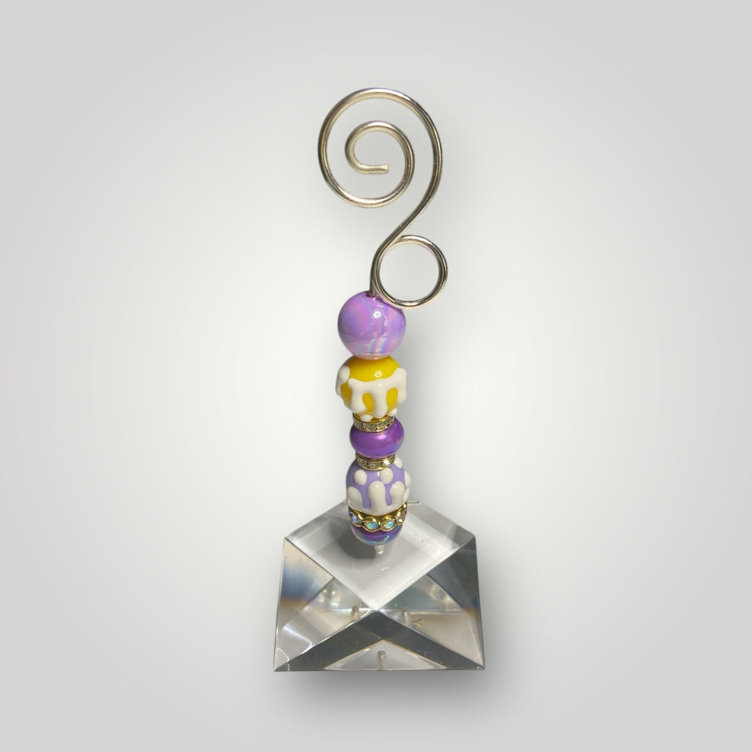 Photo-Memo Holder - Beaded - Purple & Gold