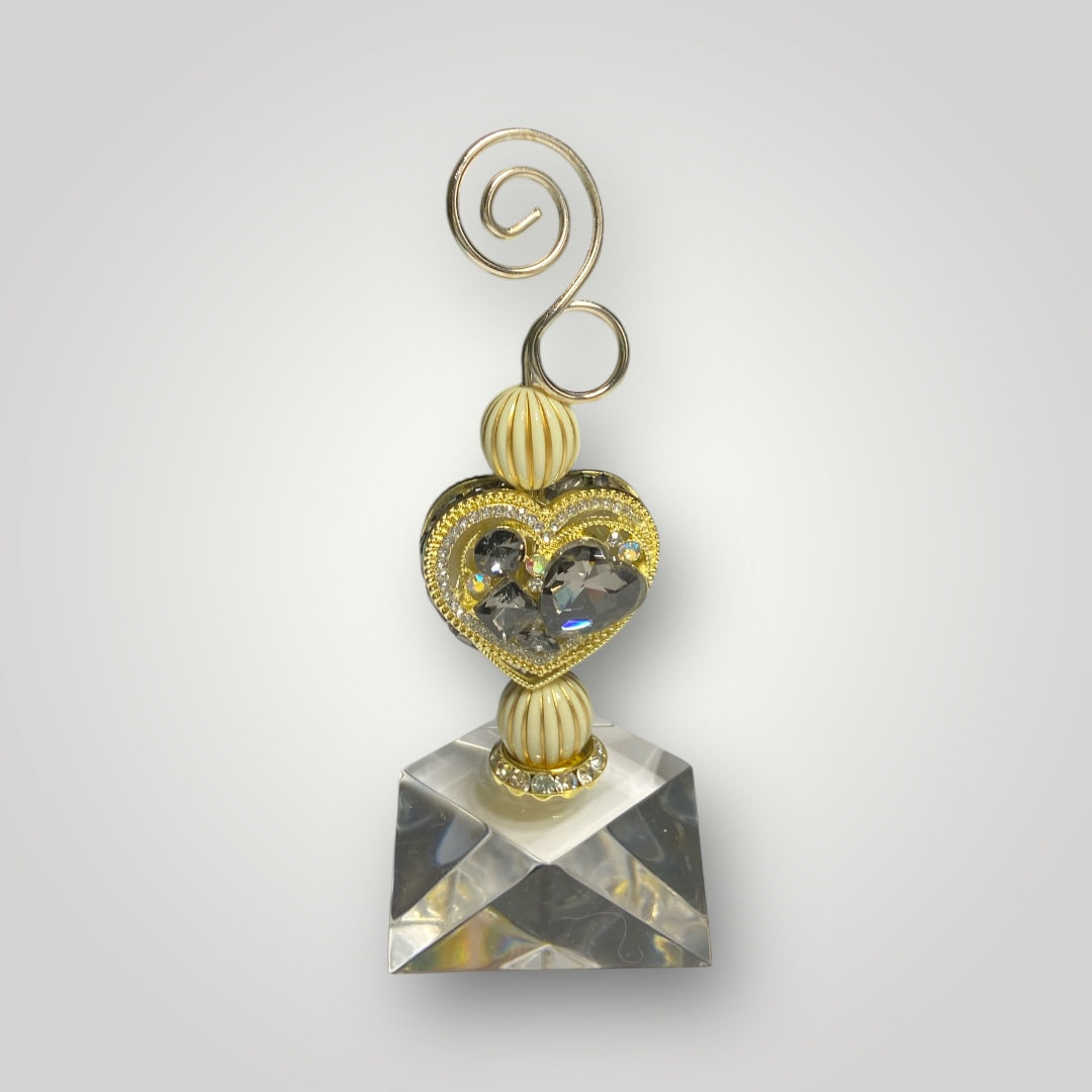 Photo-Memo Holder - Beaded - Gold Heart