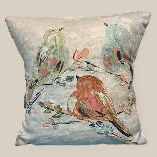 3 Birds Singing Throw Pillow