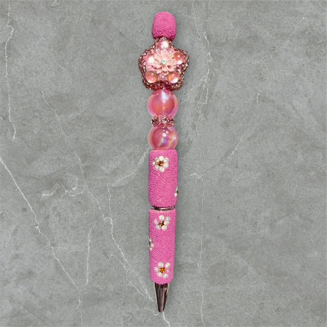 Pink Flower Beaded Pen