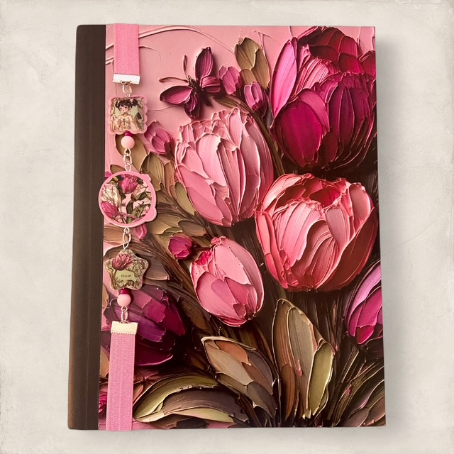 Pink Tulips - Composition Notebook and Book Band (full size)