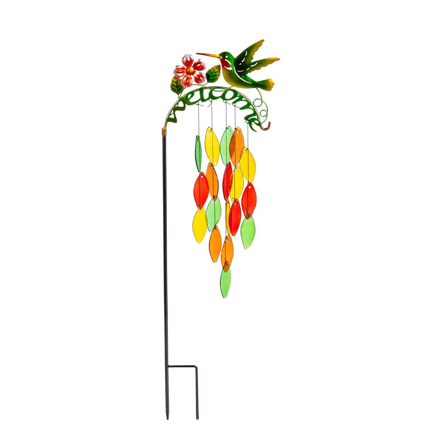 Pollinator Garden Metal Stake with Hanging Glass Decor, 36" – 3 Assorted Designs
