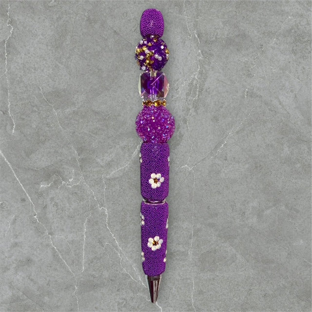 Purple Flower Beaded Pen