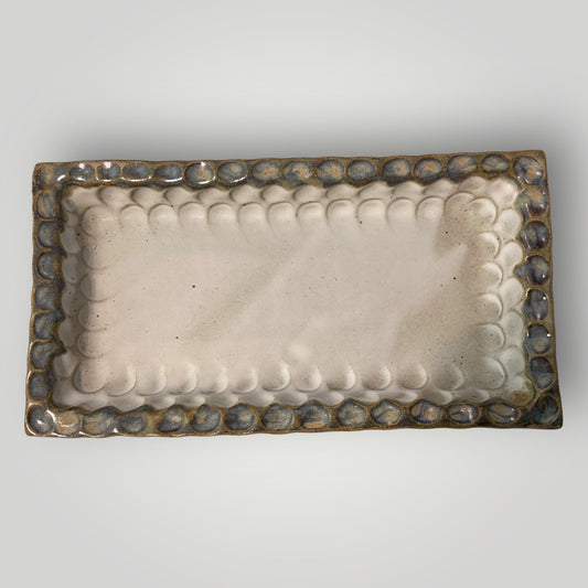 Rectangular Tray - Ivory Linen - Fingerprint Pottery
