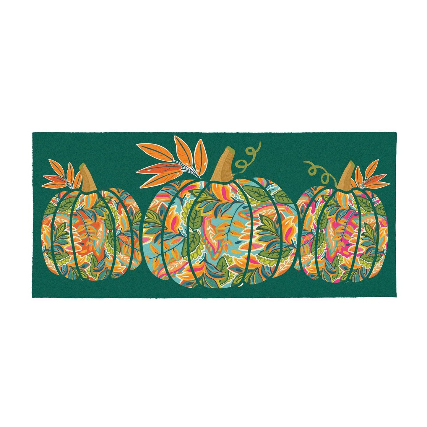 Harvest  Pumpkin Flocked Coir Sassafras Mat