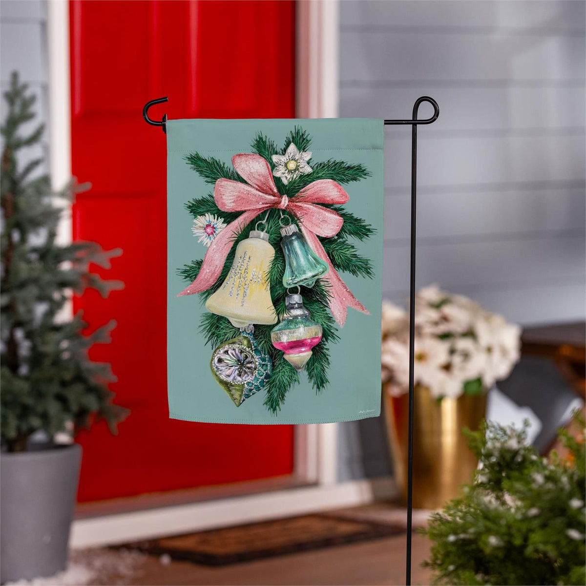 Pink Bow Bells Garden Flag