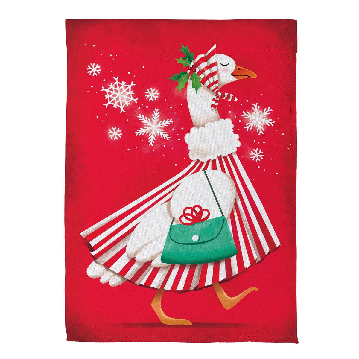 Prim Christmas Goose Garden Flag