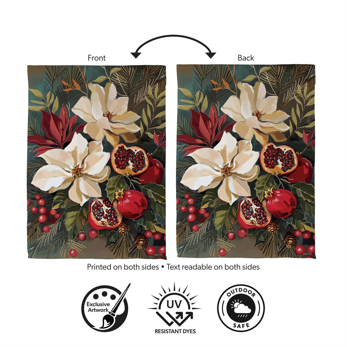 Magnolia Pomegranate Garden Flag